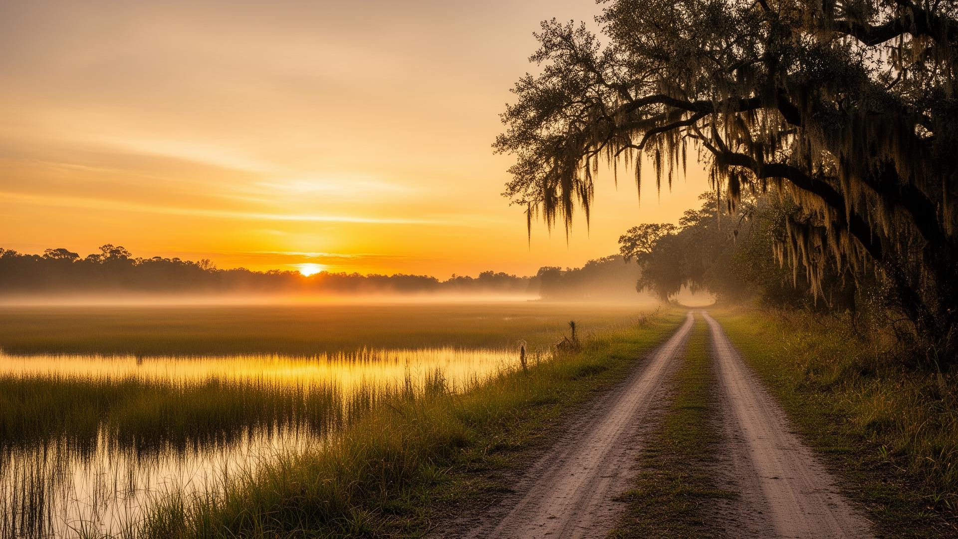 Lowcountry marsh sunrise in Port Royal, South Carolina