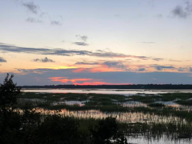 Pink and amber sunrise over the spartina marsh